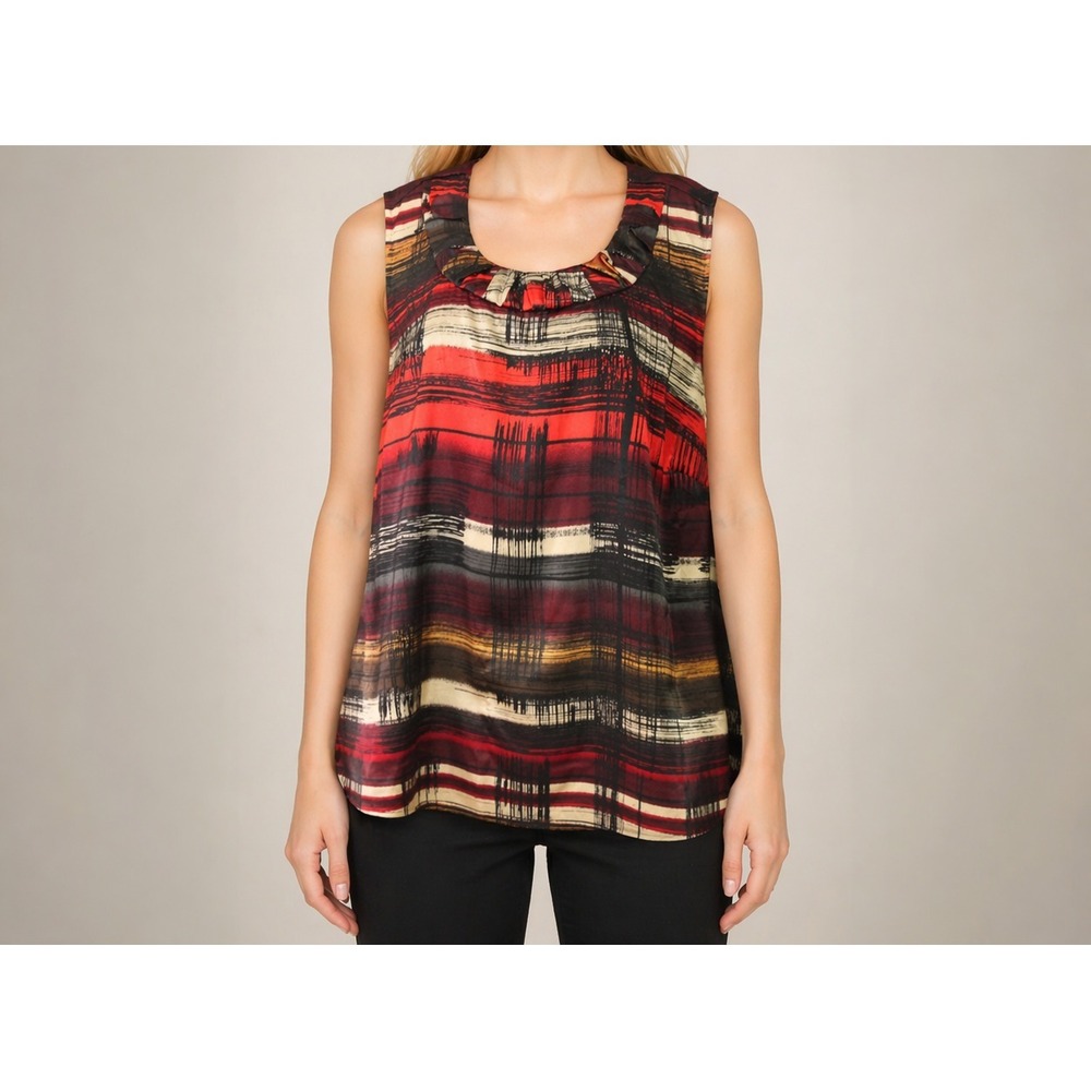 Kasper Woman Top Blouse Flowy Stripe Print Career Casual Plus Size *See Meas.